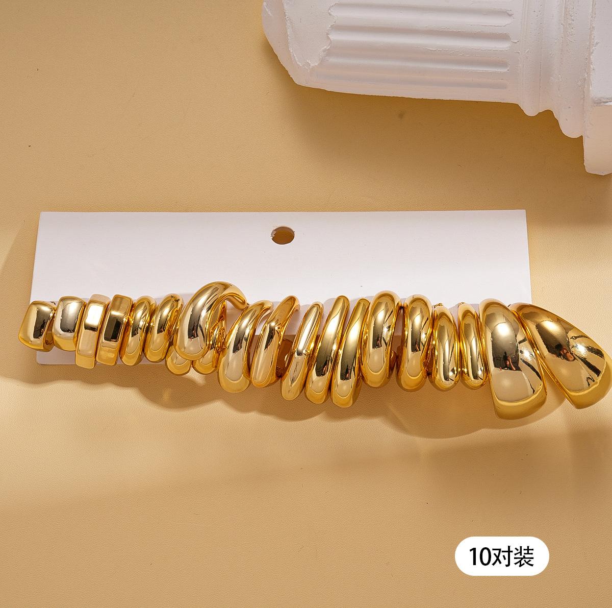 Twenty-piece set of geometric C-shaped smooth steel needle earrings, temperament and environmental protection earrings