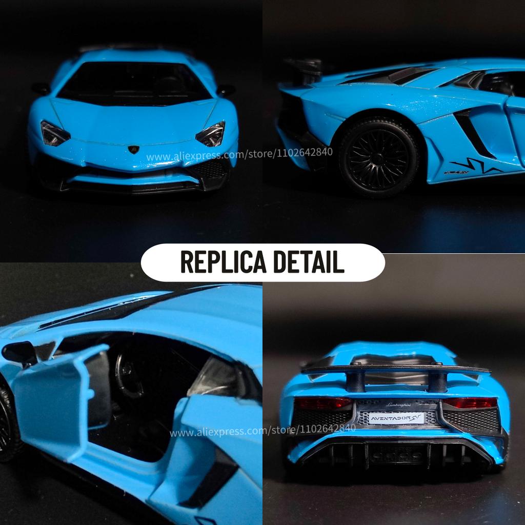 1/36 Lamborghini Aventador Replica Muscle Car Modello Scala Metallo Pressofuso Miniatura Arte Veicolo Pullback Regalo di Natale Bambino Ragazzo Giocattolo