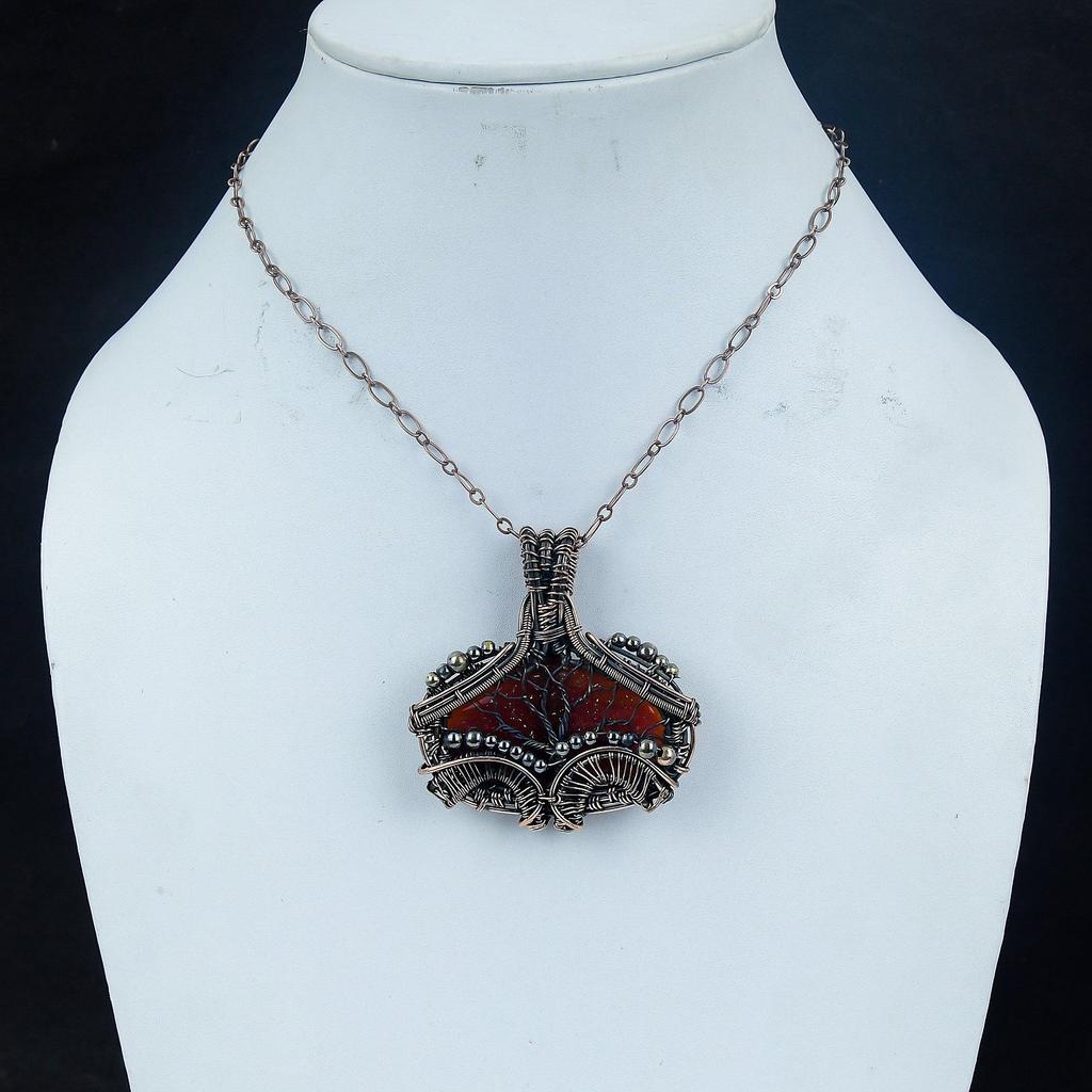 Sunstone 999 Copper Wire Wrapped Pendant, Handmade Gemstone Pendant Jewelry, Gifts For Wife Brand New Pendant