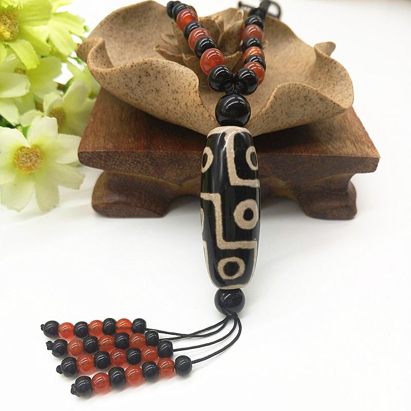 New Ethnic Style Tianzhu Nine Eye Tianzhu Pendant, Men's and Women's Casual Versatile Hanging Necklace