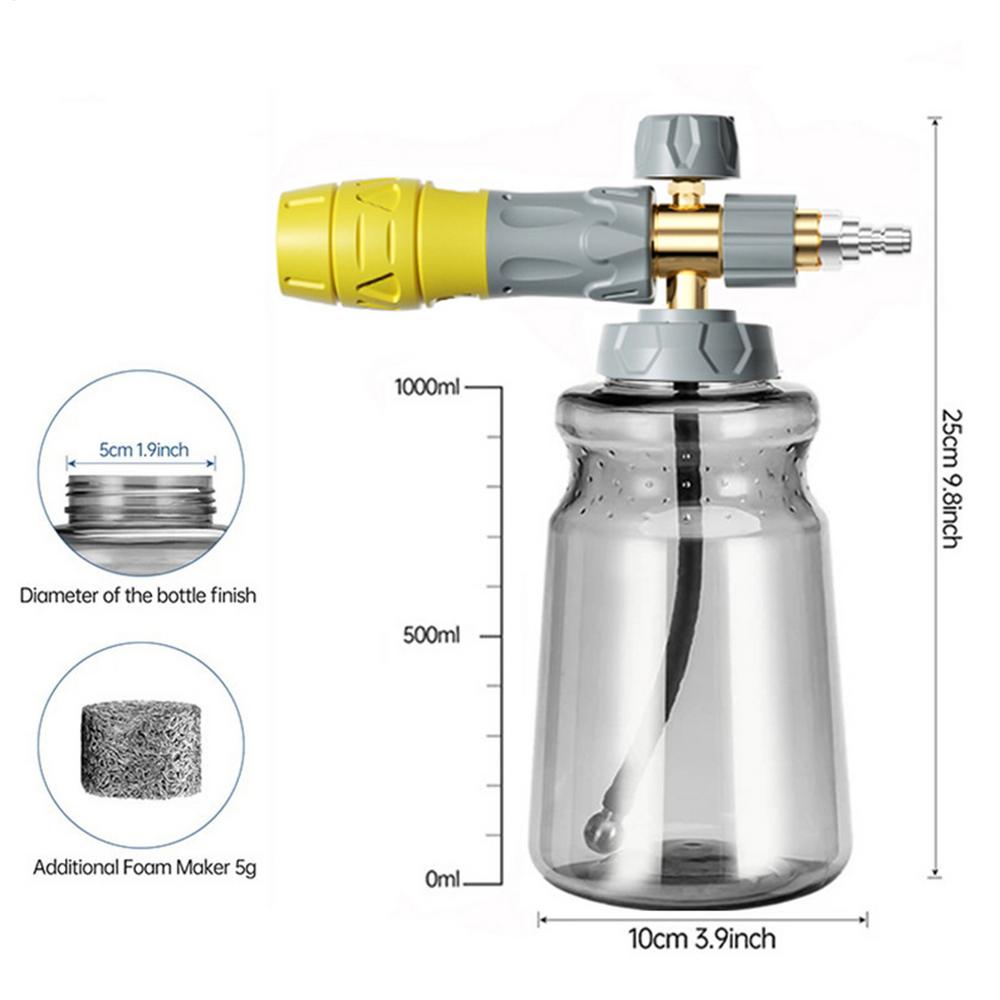 

Пеногенератор для шланга 4000 PSI Двойной разъем Пеногенератор Насадки для мойки автомобиля Шланговые насадки для очистки подъездной дорожки Морской