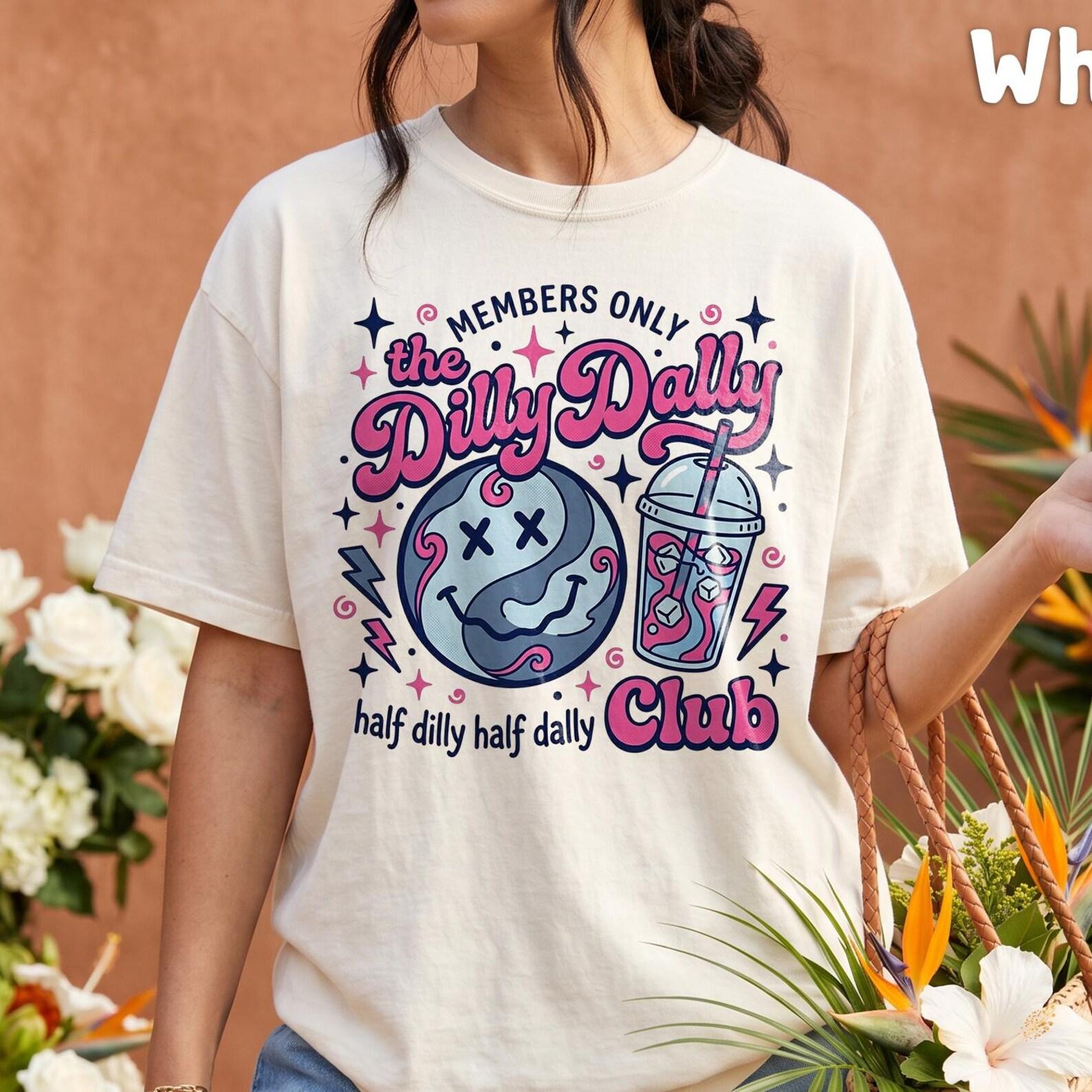 Comfort Colors® - Dilly Dally Club Shirt, Members Only Retro Graphic Tee, Funny Iced Coffee Shirt, Trendy Y2K Aesthetic Top S