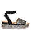 New Large-size Rhinestone Sandals Thick-soled Wedge Heel Casual One-word Buckle Women's Shoes