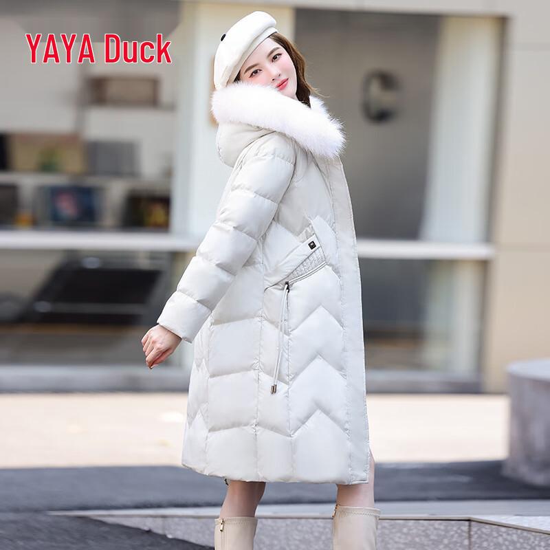 

YAYA Women s Winter Hooded Over-Knee Down Puffer Coat M