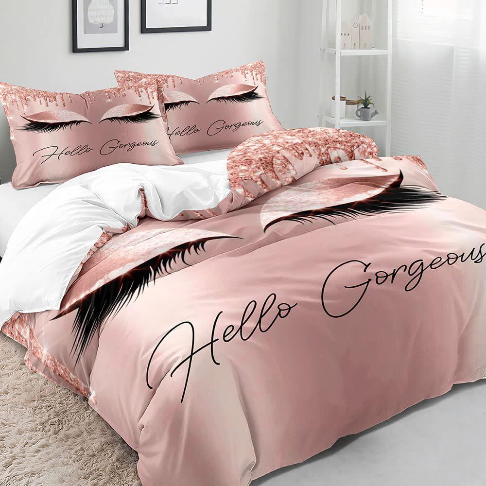 Eyelash Pattern Digital Printing Duvet Cover Set Bedding