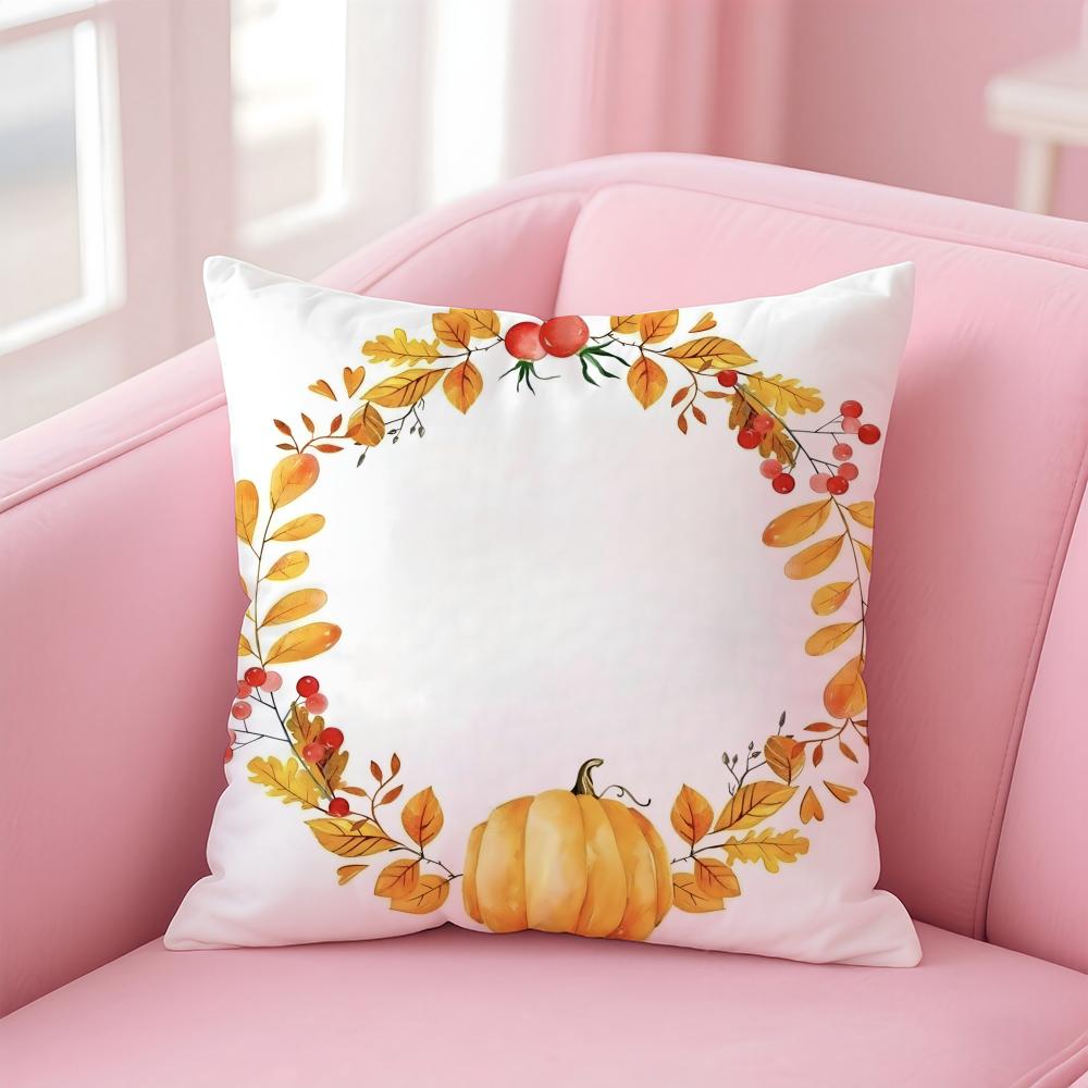 

happy fall pillow cover fall pumpkin Bunny orange Cushion Cover Linen Pillowcase Cover Soft Decor for Sofa Home Room 30X30cm
