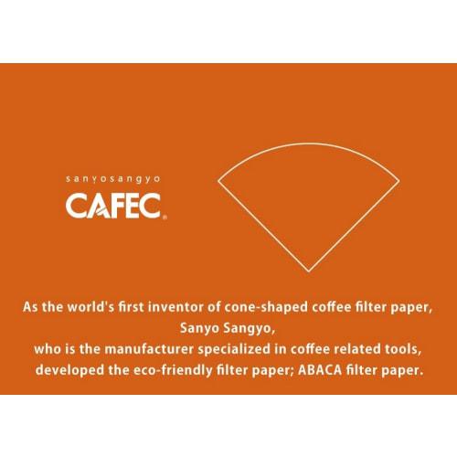 CAFEC Sanyo Sangyo Coffee Filters, White, 2-4 Cups, Abaca, Cone-Shaped, 100 Filters