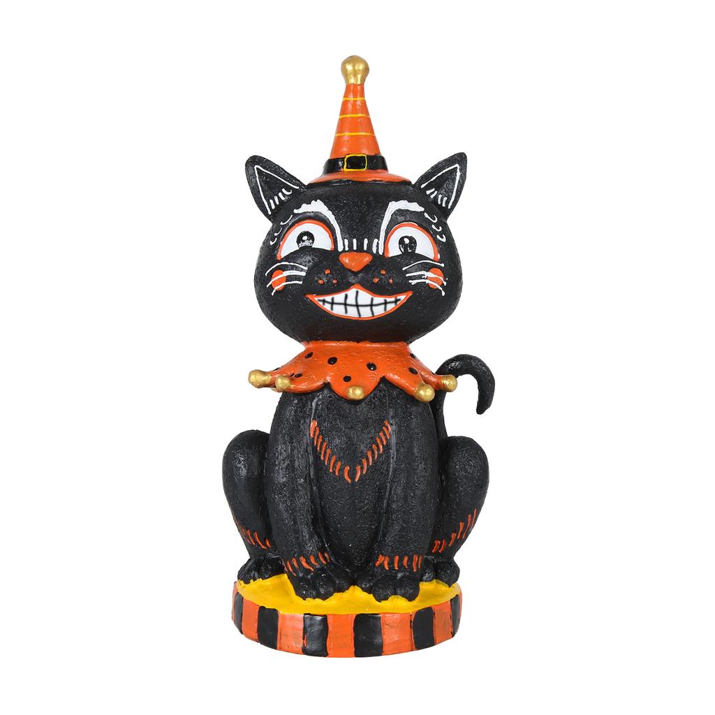 Vintage Style Halloween Cat Fun Whimsical Resin Table Centerpiece Decor Unique Gift Bright Color Happy Halloween Party Trick Or