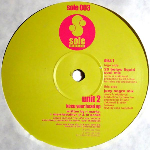 

12inch Record UNIT 2 Keep Your Head Up SOLE003 Sole Music 1997 UK Dance Electronica Used