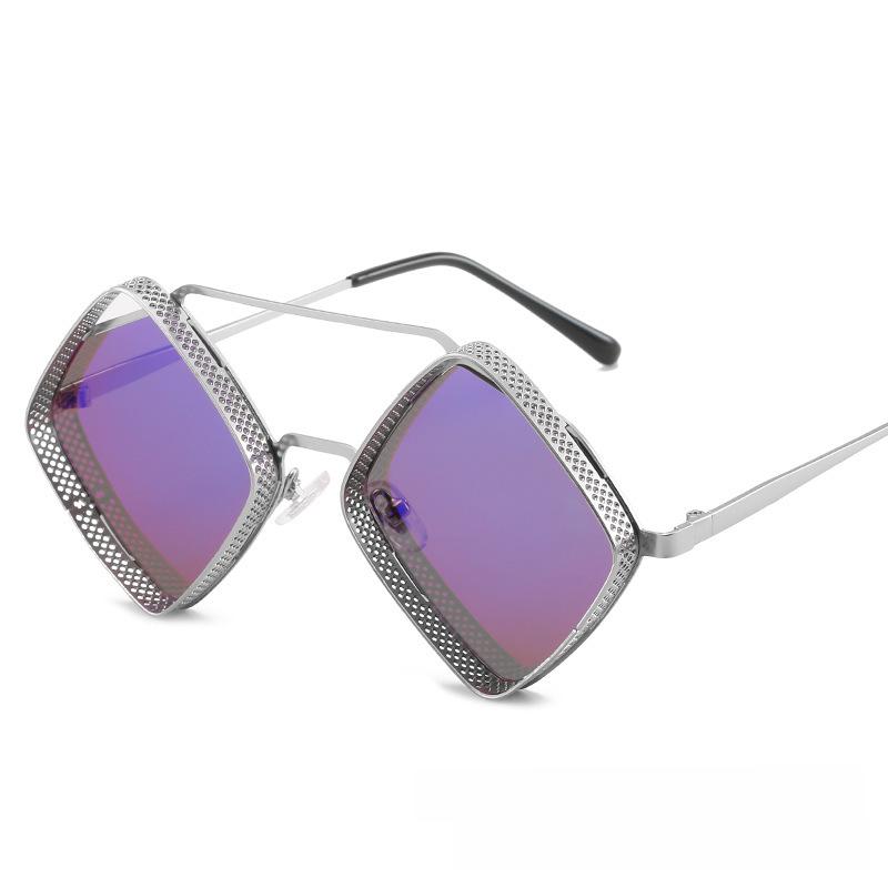 "2190 Metal Diamond Double Beam Anti-UV Sunglasses for Men and Women"