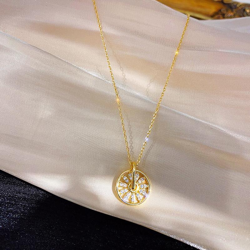 

1 Pcs Zircon Rhinestone Copper Pendant Steel Necklace Clavicle Chain Simple Fashionable Gift Women s Girls Elegant Accessories