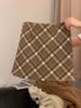 Plus Size Woolen Plaid A-line Midi Skirt - High Waist Bodycon for Autumn/Winter