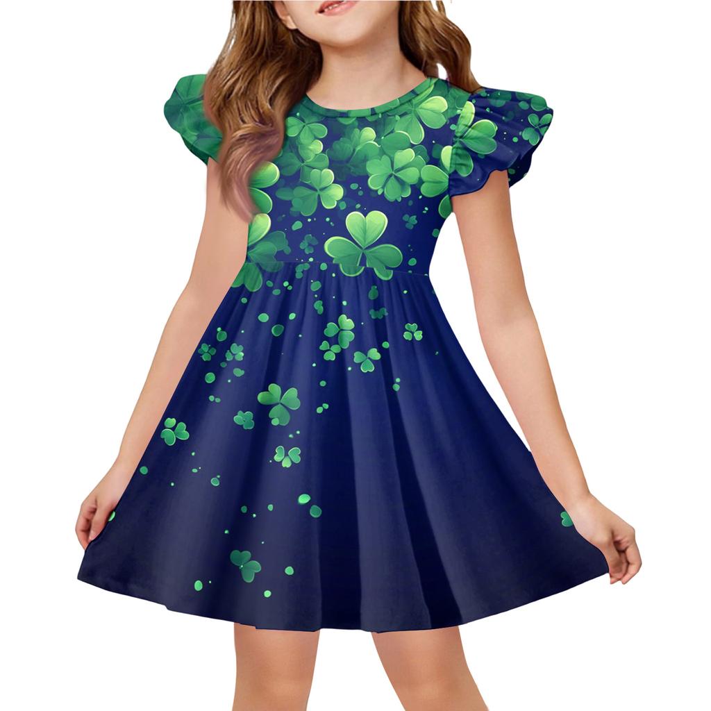 Girls' Summer Princess Dress - A-Line T-Shirt Dress St. Patrick's Day