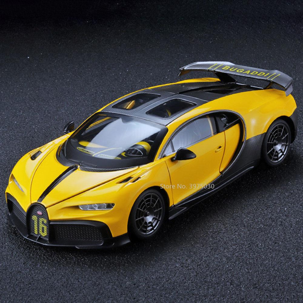 1/18 Bugatti sportovní model auta ze slitiny tlakového odlitku Simulační hračky Vozidlo se zvukem a lehkými gumovými pneumatikami Kolekce hraček pro chlapce Dárky