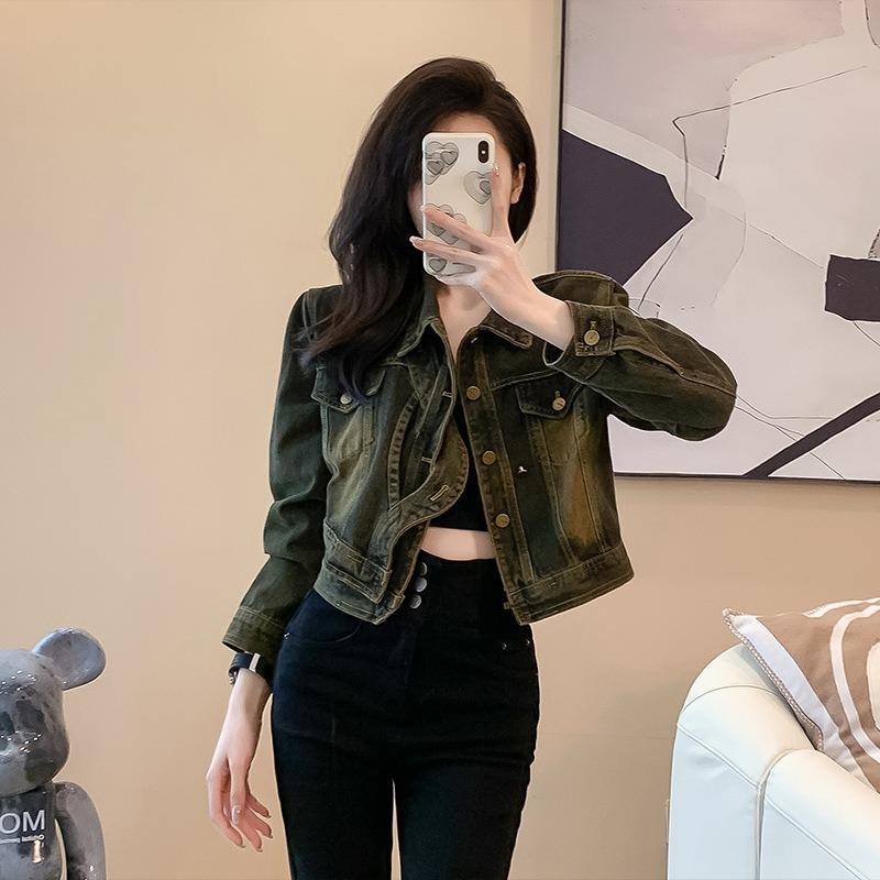 Jachetă de blugi scurtă de damă, de primăvară, cu design nou și retro, cu design de nișă, mică