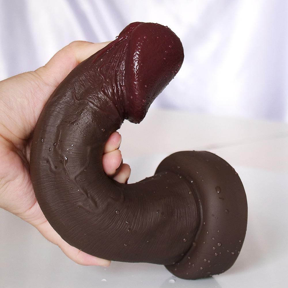 Dark Brown Realistic Silicone 30CM Dildo with Mushroom Head, Strong Suction Cup, Soft Body-Safe Silicone, Waterproof, Discreet Packaging