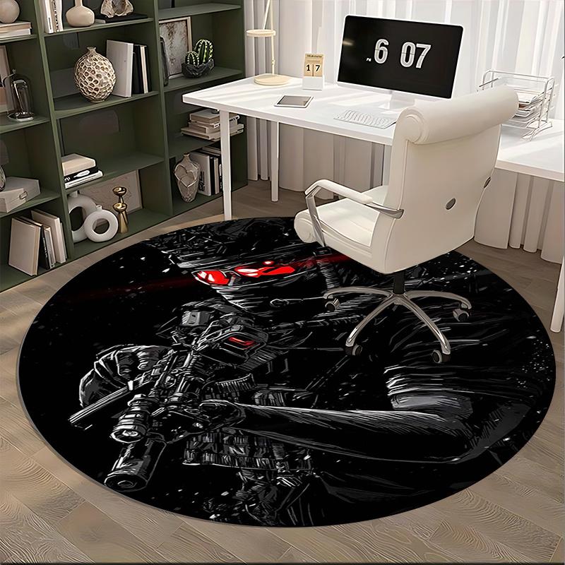 Black Powder Red Earth Chair Mat Round Rug-Office Carpet, Machine Washable, Non-slip, Suitable for Living Rooms, Bedrooms, Entryways, and Ho