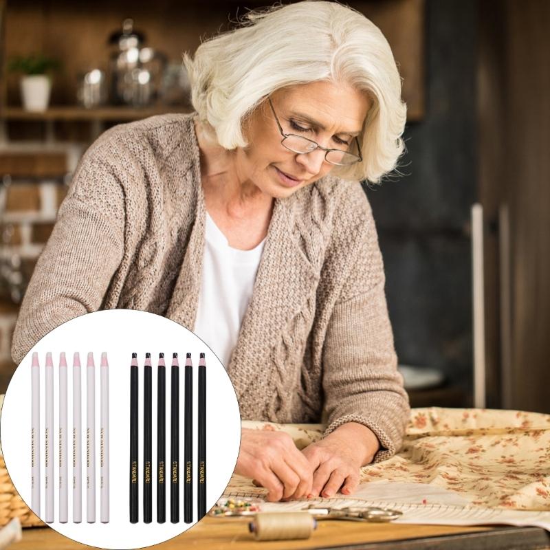 12Pcs Pull String Crayons Pencil No Sharpening Water-Soluble Fabric Marking Pencil For Tailoring Embroidery Project