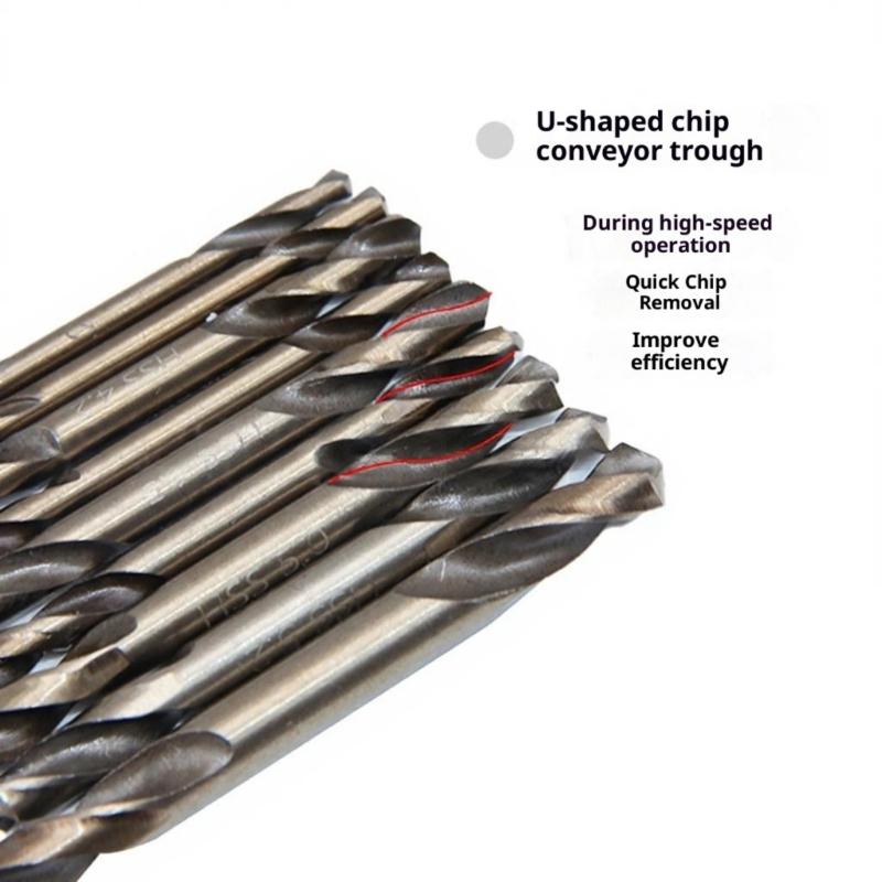 Pack Of 9 High Speed Steel Double Tip Drill Bits Plastic Case Included For Power Tool Precise Drilling Multi Purpose Use