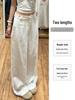 Korean Old Money Style Women's Wide-Leg Cotton Linen Pants, High-Waisted Straight Casual for Spring/Summer 2026.