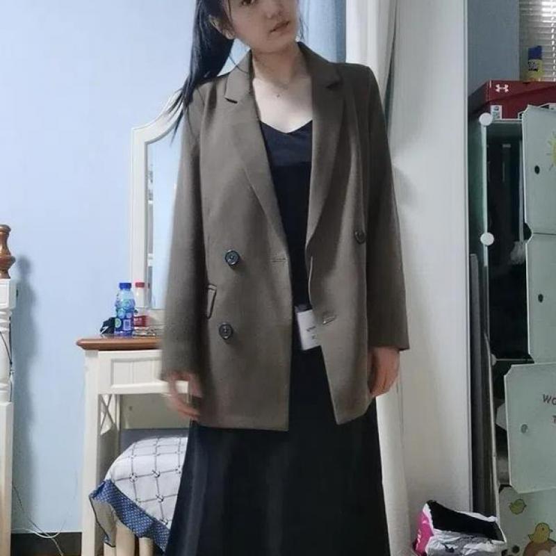 Höstmode Kvinnor Kostym Kappa Fritid Lösa Blazers för Kvinnor Formella Naggad Office Damrockar