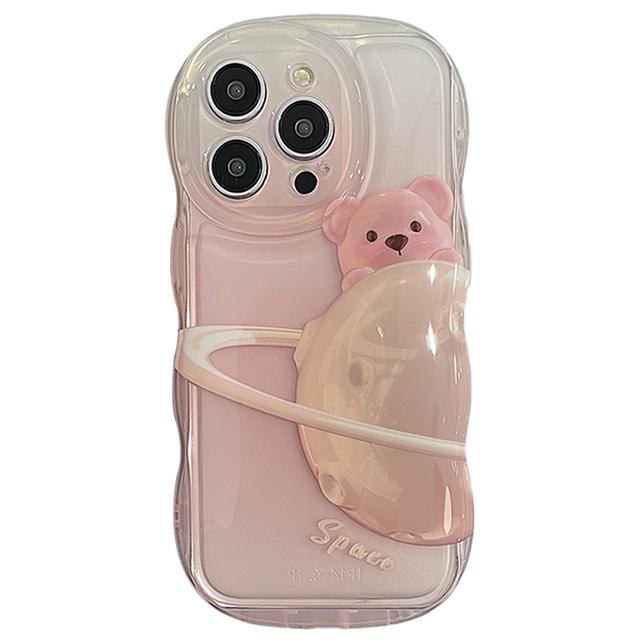 

Прозрачный противоударный бампер с милым медведем из мультфильма «Космос», чехол для телефона Iphone 14 13 12 11 Pro Max, мягкая силиконовая прозрачная задняя крышка