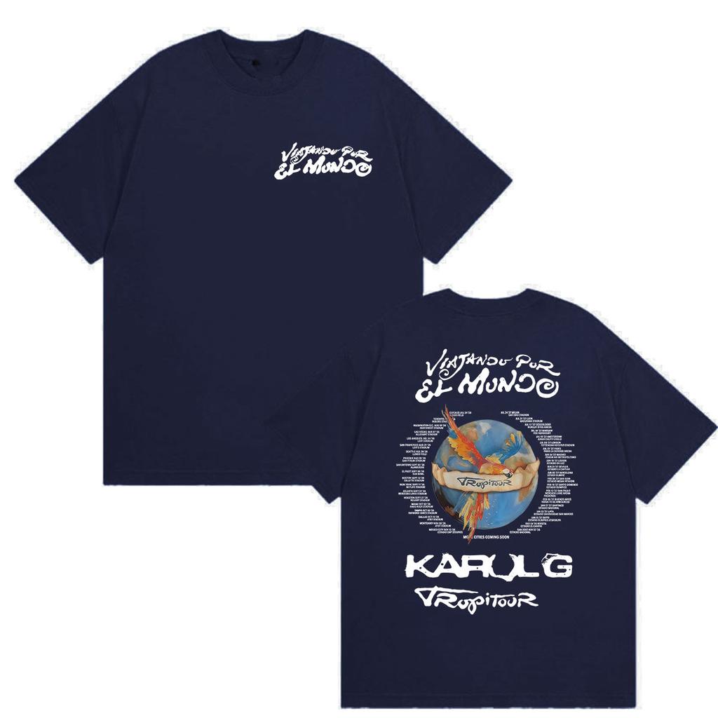 Karol G Viajando Por El Mundo Tropitour 2026 Graphic T Shirts Unisex Women Pop Music Fashion Cotton Short Sleeve T-shirt Streetwear