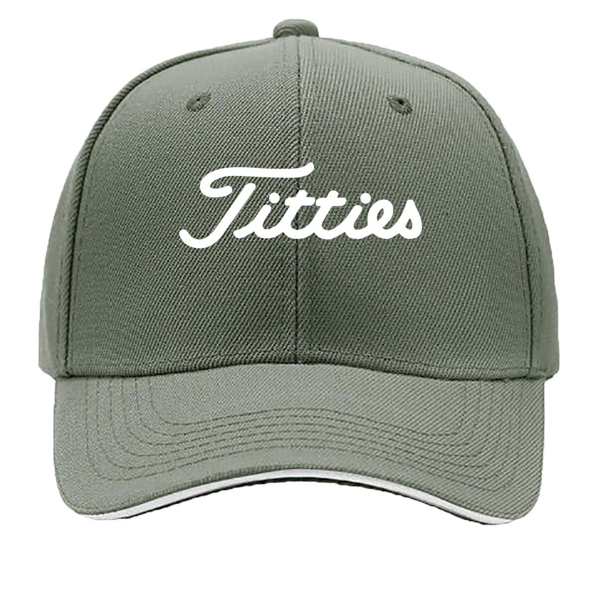 

Titties Bold Text Art Sandwich Baseball Cap One Size темно-сірий колір