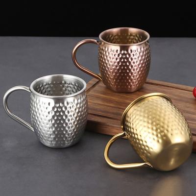Bar Tool Hammer Pattern Moscow Mule Mug Retro Rust-proof Stainless Steel Cup Thickened Elegant Drinking Cup Kitchen