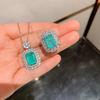 Schmuck Damen Halskette eingelegt mit Imitations-Paraiba Hauptstein 8 * 12 Rechteckiger Rechteckiger Ring Anhänger Damen