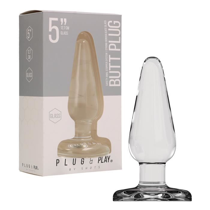 Butt Plug - PLUG & PLAY - 5” - Verre - Transparent - Ergonomique