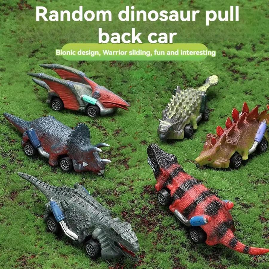 6pc dinosaur toy toy car, interactive game with Tyrannosaurus rex spring, can be used as a gift for holidays, Easter, Halloween