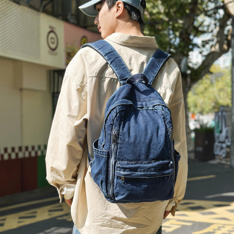 Džínový batoh Ležérní styl Unisex Školní taška Módní cestovní batoh