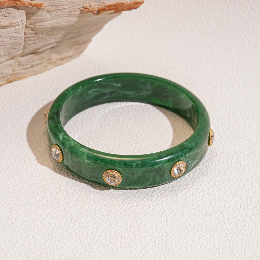 European and American Irregular Geometric Printing Diamond-encrusted Resin Bracelet Light Luxury High-end Bracelet Exaggerated Temperament Jewelry