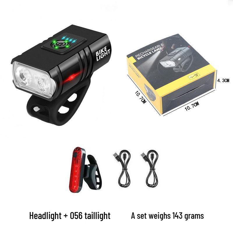 Aluminum Alloy Bike Headlight & Taillight Set: High-Brightness with Power Display for Night Riding