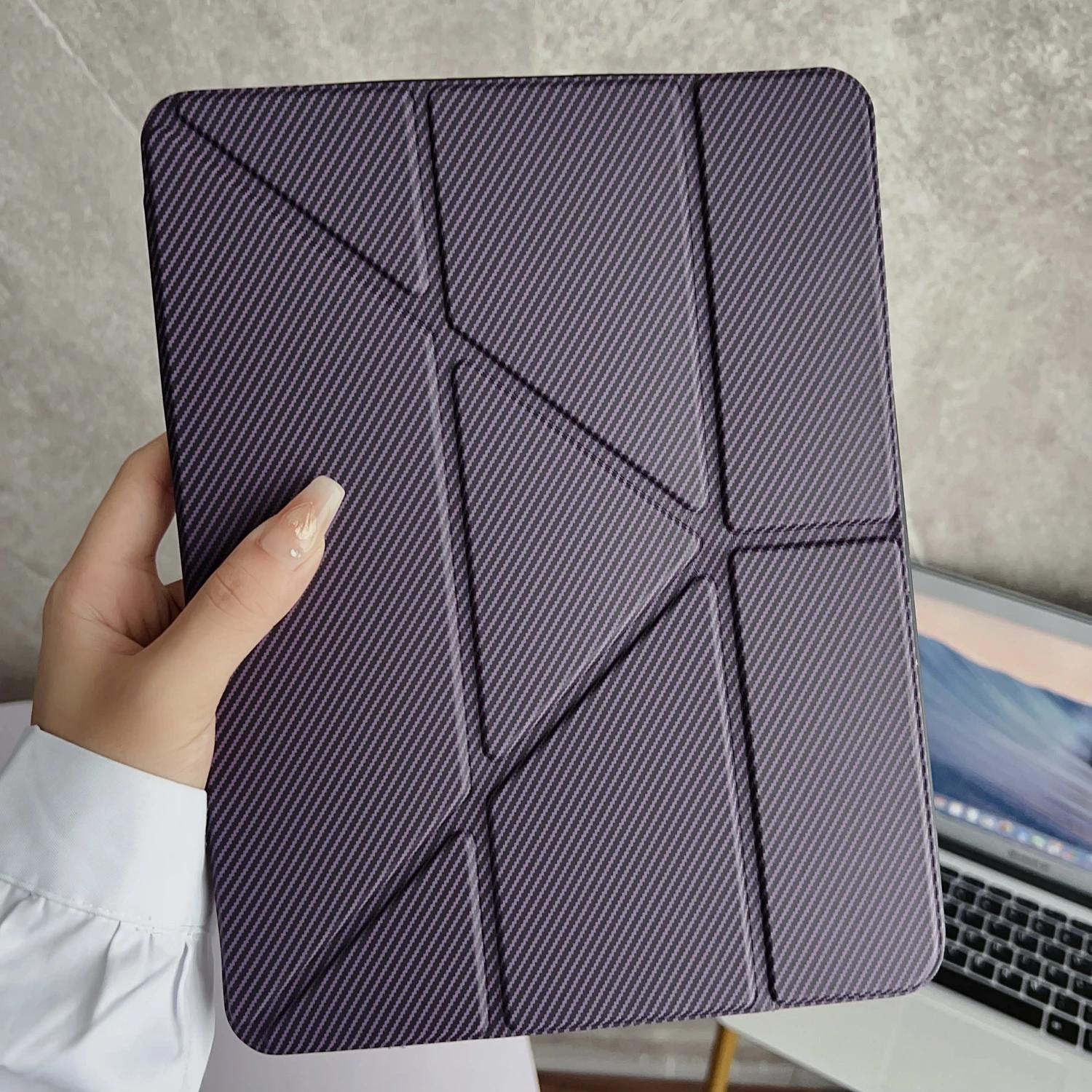 Y-fold Stand Case for IPad Air 3 4 5 Pro 6 7 8 9 10th 11th Generation Case 2025 MINI 10.9 11 Inch Pen Slot Leather Cover for ipad 10th 2022 фиолетовый