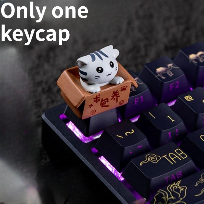Cute Cat Resin Keycaps Personalized Cross Switch Compatible for Mechanical Keyboard DIY Replacement Accessories