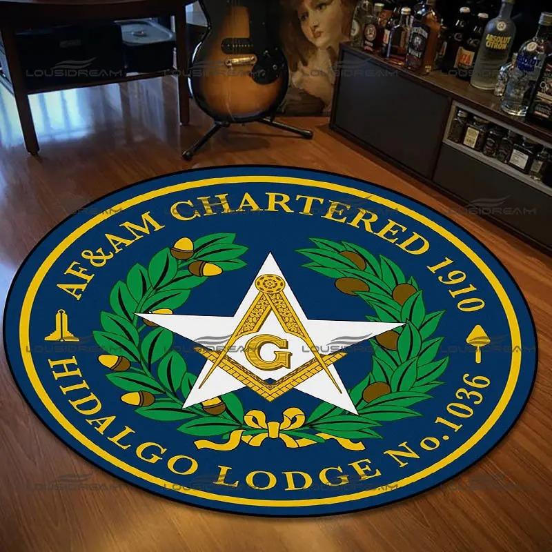  Disney Retro Round Mat Freemason Sect Pattern Flannel Carpet Home Decoration Bedroom Living Room Enter Door Floor Rug