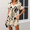 2026 European and American Dress V-neck Lace-up Short-sleeved Comfortable Casual Skirt FBA Delivery