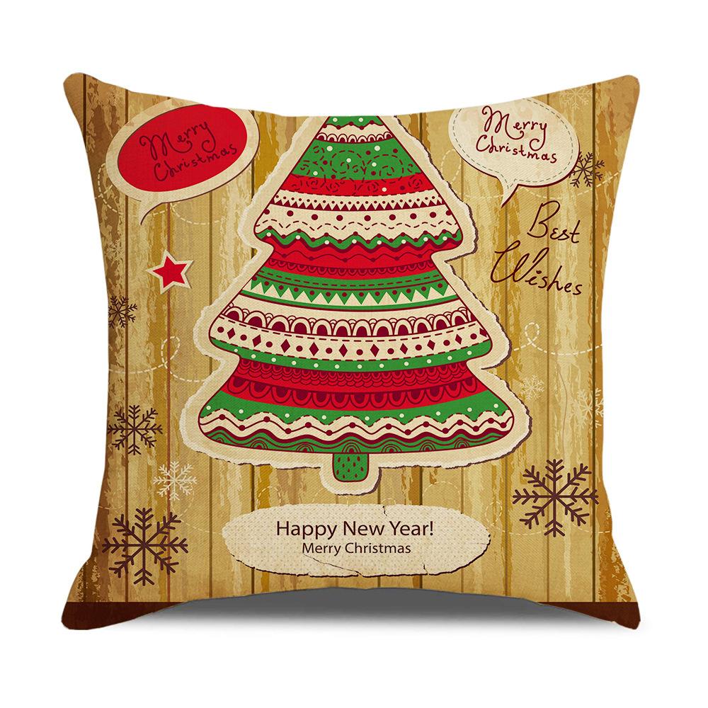 Home Christmas Decorative Pillowcase Bedroom Living Room Sofa Cushion Cover Santa Claus Elk Dwarf Printed