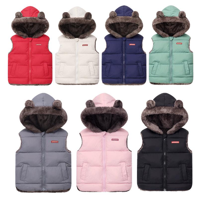 Gilet Imbottito in Cotone con Cappuccio per Bambini, Autunno/Inverno 2026 Unisex Caldo con Interno in Pile per Bambini.