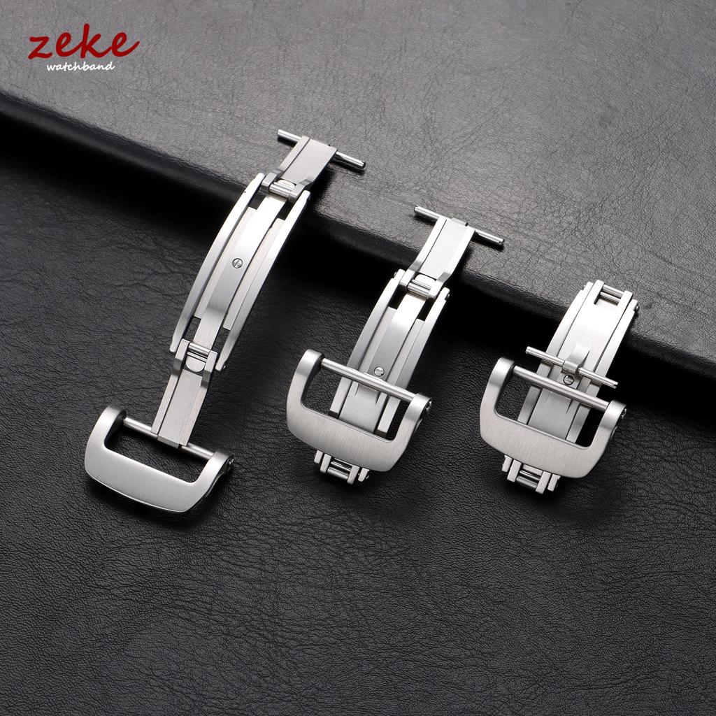 Solid Stainless Steel Double-Press Butterfly Fold Clasp, Silver Matte Watch Band Buckle & Rubber Strap Buckle Watch Accessories