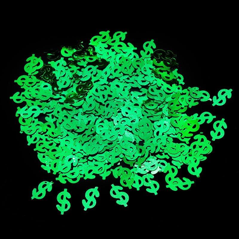Green Dollar Sign Party Confetti,Table Scatter Decoration for Money Theme Birthday Table Decor, Casino Themed Birthday Adult Game Night Retirement