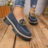 New Autumn Loafers for Women Plus Size 36-43 Metal Buckle Casual Shoes British Style Women's Shoes Chunky Heel Platform Pumps