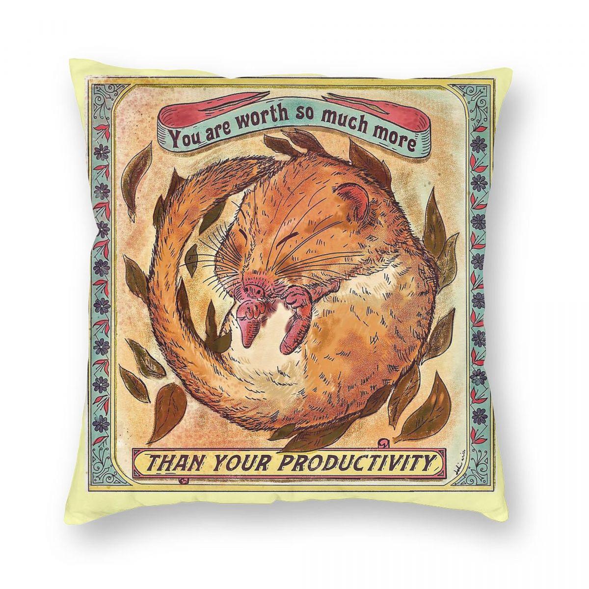 

Worth More Than Your Productivity Dormouse Square Pillowcase Polyester Linen Velvet Printed Zip Decor Room Cushion Cover 18 30cmx30cm