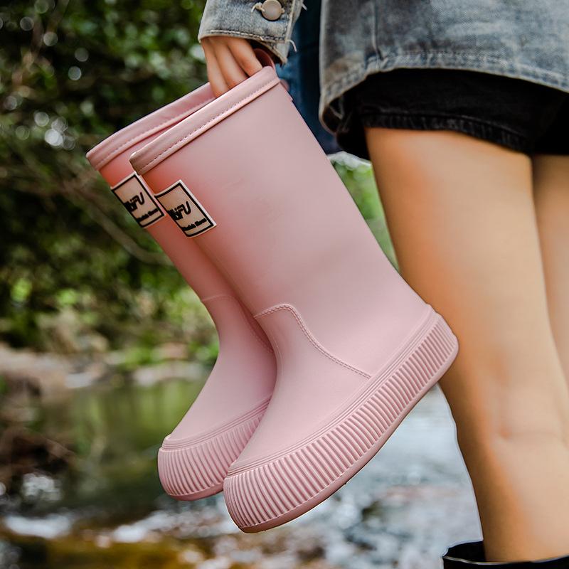New Fashion High Tube Thick-soled Rain Boots Women's Outer Wear Bundle Non-slip Water Shoes Warm Rain Shoes Waterproof Glue Shoes Fashion