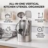 Stainless Steel Utensil Holder 2 In 1 Pot Lid Holder Kitchen Utensil   Vertical Storage Space Saving For Small Kitchen Apartment
