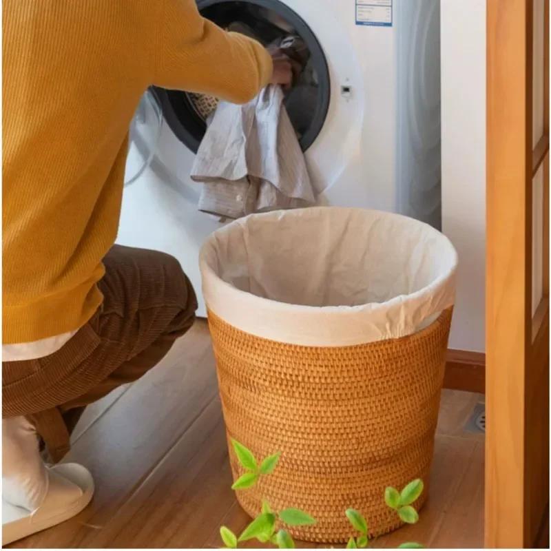 Do kosza na pranie Ins z pokrywką, plecionego z rattanu, kosza do przechowywania, wielofunkcyjnych pudełek-organizerów, wykwintnych, trwałych koszy na ubrania