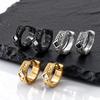 Vintage Vicking Hoop Earrings for Men Boys,Black Zircon Stainless Steel Huggies Hoop Earrings,Punk Jewelry Gift