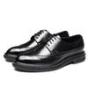 Men'S Pointed Leather Shoes British Style Trend Lace-Up Retro Casual Shoes Brock Engraved Men'S Shoes 3028-X